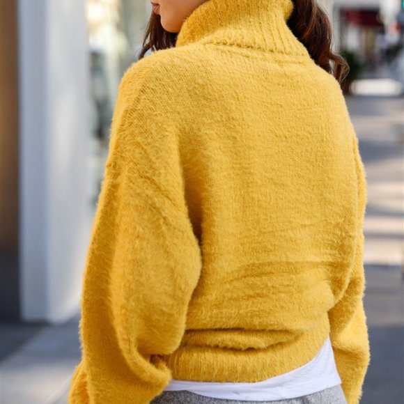 Yellow Fuzzy Knit Sweater Top - Picture 2 of 5
